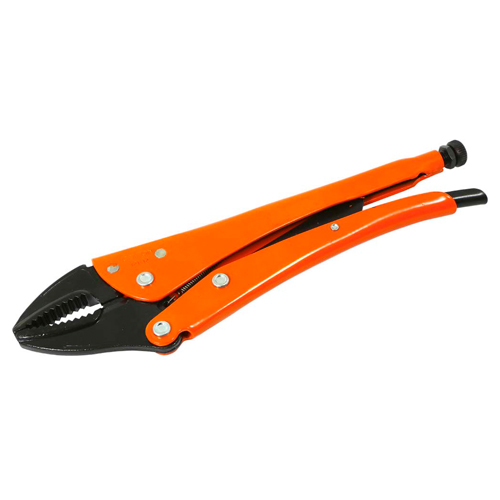 Locking Pliers, 12" Length, Curved Jaw