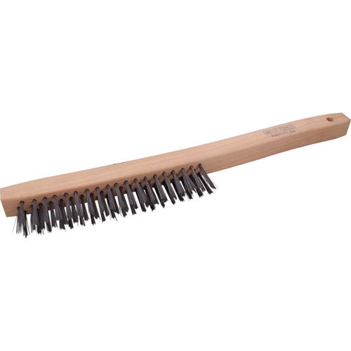 Long Handle Industrial-Duty Scratch Brush, Steel, 3 x 19 Wire Rows, 14" Long