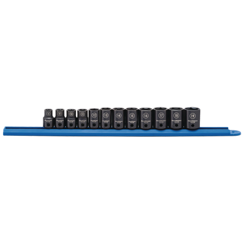 Socket Set, 12 Pcs, Impact, 3/8" Drive Size
