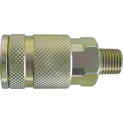 Quick Couplers - 3/8" Industrial, One Way Shut-Off - Manual Couplers, Zinc Plated Steel