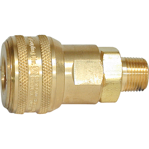 Quick Couplers - 1/2" Industrial, One Way Shut-Off - Automatic Couplers, Brass