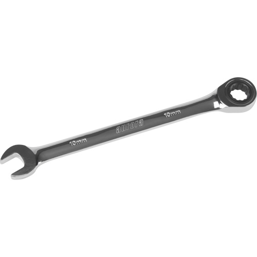 Metric Ratcheting Combination Wrench, 12 Point, 10 mm, Chrome Finish
