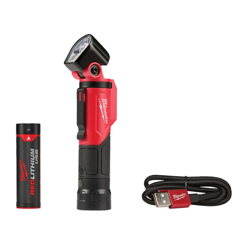 USB Pivoting Flashlight, LED, 500 Lumens, Rechargeable Batteries