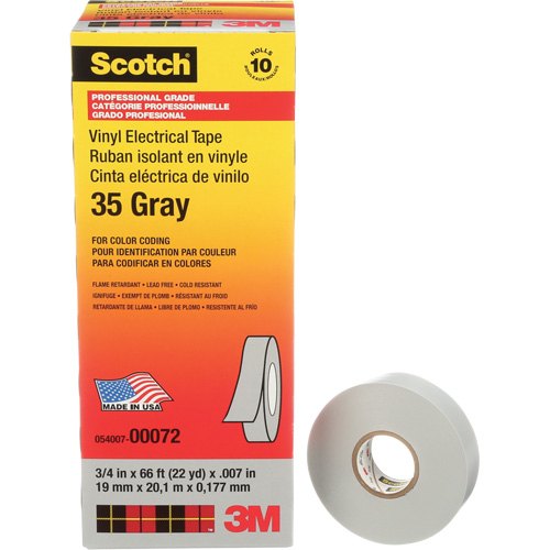 Scotch® Colour Coding Electrical Tape 35, 19 mm (3/4") x 20.1 m (66'), Grey, 7 mils