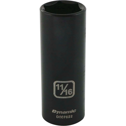 SAE Socket, Impact, 11/16", 3/8" Drive, 6 Points, Deep