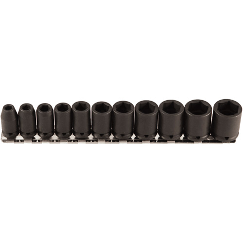Socket Set, 11 Pcs, Impact, 1/4" Drive Size, Deep