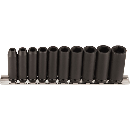 Long Socket Set, 10 Pcs, Impact, 1/4" Drive Size, Deep