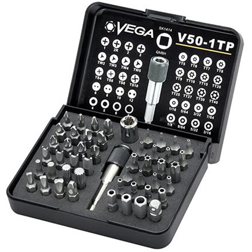 Tamper Proof Driver Bit Set, 50 Pcs., Clutch/Hex Tamper/Phillips/Phillips Square-Driv®/Spanner/Torq-Set®/Torx® Tamper/Triple Square/Tri-Wing®