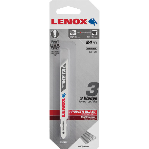 Metal Cutting Jigsaw Blade, Bi-Metal, T-Shank, 3-5/8" L, 6 TPI