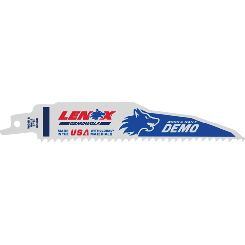 Demolition Reciprocating Saw Blade, Bi-Metal, 6 TPI, 6" L x 1" W