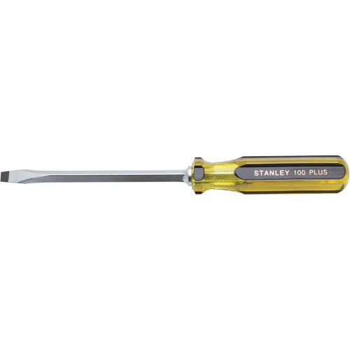 100 PLUS® Standard Slotted Tip Screwdriver, 5/16" Tip, Square, 11-1/8" L, Plastic Handle