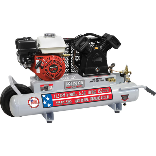 Wheelbarrow Air Compressor, Gas, 10 Gal. (12 US Gal), 150 PSI