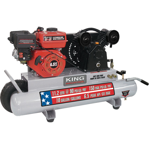 Wheelbarrow Air Compressor, Gas, 10 Gal. (12 US Gal), 150 PSI