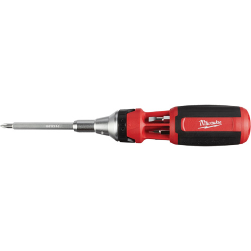 9-in-1 Square Drive Ratcheting Multi-bit Driver, 9-1/10" L, Cushion Grip Handle
