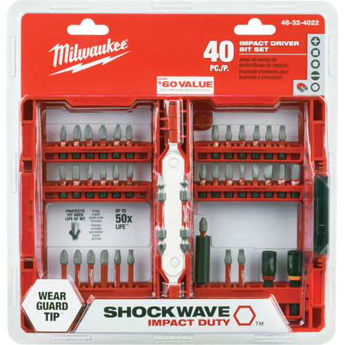Shockwave™ Impact Duty™ Driver Bit Set, 40 Pcs., Hex/Nutsetter/Phillips/Slotted/Square