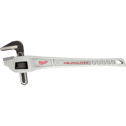 Aluminum Offset Pipe Wrench, 2" Jaw Capacity, 18" Long, Powder Coated Finish, Ergonomic Handle
