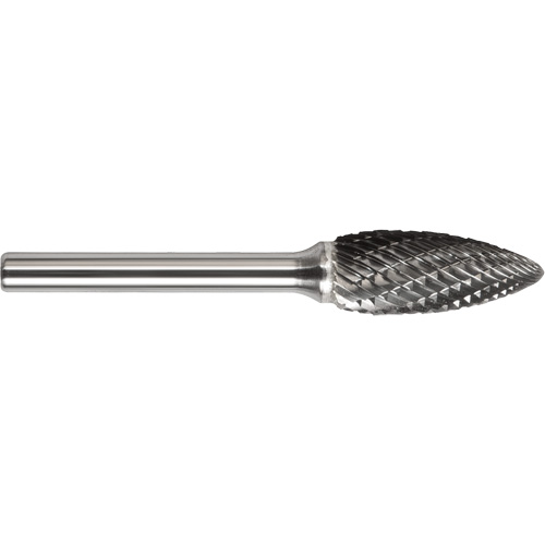 DRILLCO Magnum Double Cut Solid Carbide Burr, SF-5, 1/2" Dia., 1" Depth of Cut