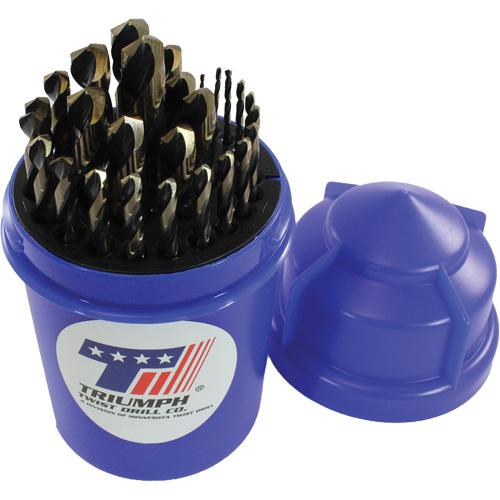 Triumph® ThunderBit® Heavy-Duty T17HDDC Clip-On Index Jobber Drill Bit Set, 29 Pieces, High Speed Steel