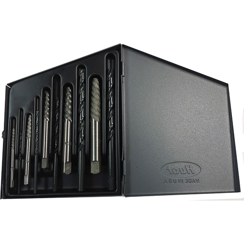DRILLCO Screw Extractor Set with Drills, Carbide, 10 Pieces