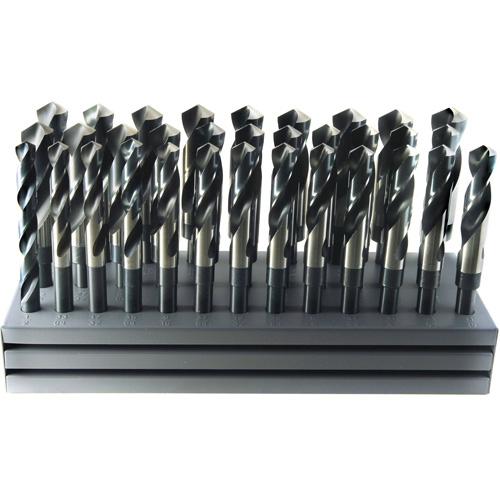 DRILLCO S & D Drill Bit Set with Stand, 32 Pieces, High Speed Steel