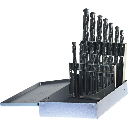 DRILLCO Jobber Length Drill Bit Set, 15 Pieces, High Speed Steel