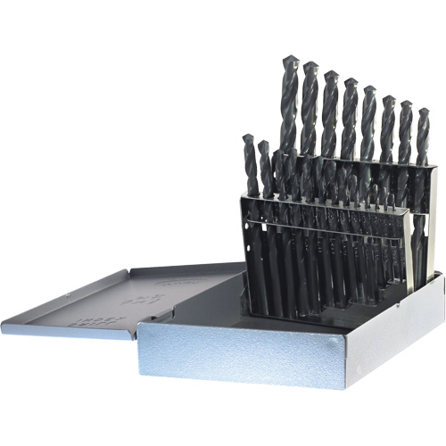 DRILLCO Jobber Length Drill Bit Set, 21 Pieces, High Speed Steel