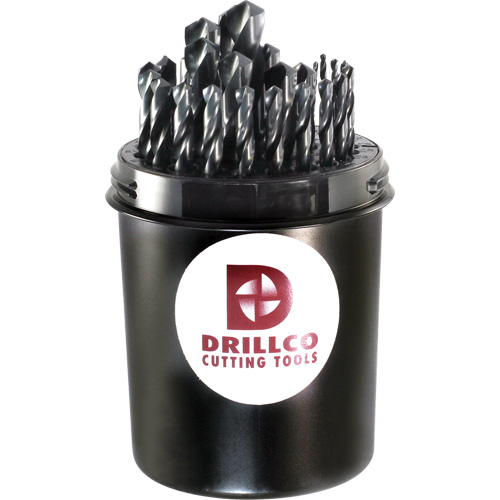 DRILLCO Straight Jobber Length Drill Bit Set, 29 Pieces, High Speed Steel