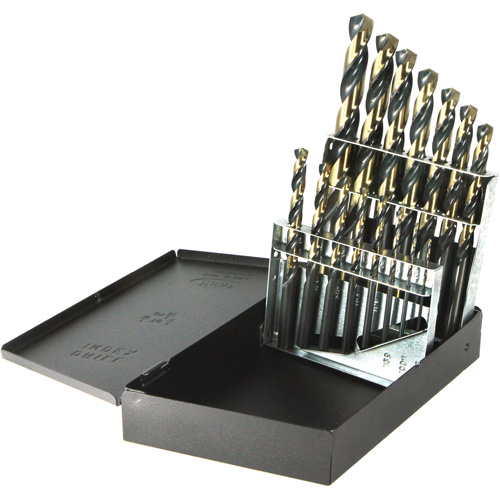DRILLCO Nitro Reduced Shank Drill Bit Set, 15 Pieces, High Speed Steel