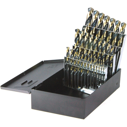 DRILLCO Nitro Reduced Shank Mechanical Drill Bit Set, 29 Pieces, High Speed Steel