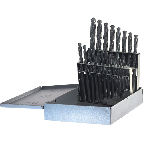 DRILLCO USA Jobber Length Drill Bit Set, 21 Pieces, High Speed Steel