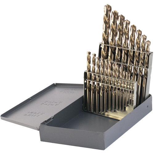 DRILLCO USA Left-Hand Jobber Length Drill Bit Set, 21 Pieces, High Speed Steel