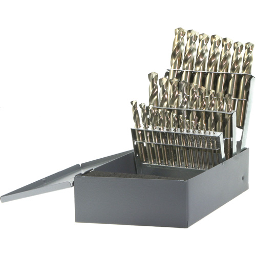 DRILLCO USA Heavy-Duty Stubby Screw Machine Length Drill Bit Set, 29 Pieces, Cobalt