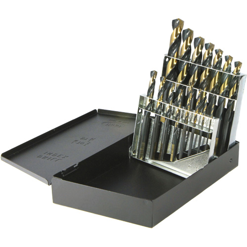 DRILLCO Nitro Heavy-Duty Mechanics Length Drill Bit Set, 15 Pieces, High Speed Steel