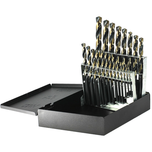 DRILLCO Jobber Length Drill Bit Set, 21 Pieces, High Speed Steel