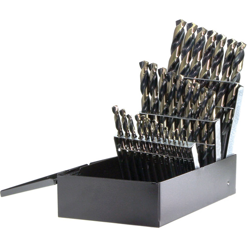 DRILLCO Jobber Length Drill Bit Set, 29 Pieces, High Speed Steel