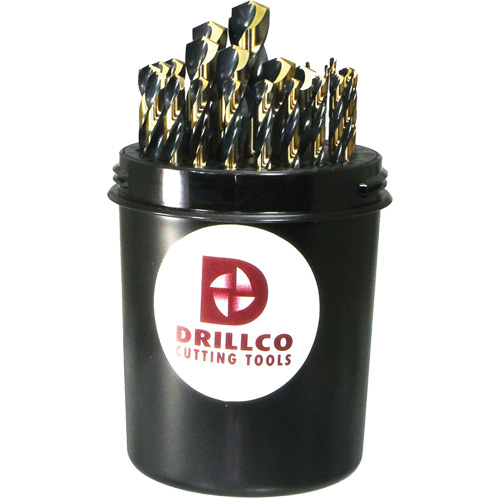 DRILLCO Jobber Length Drill Bit Set, 29 Pieces, High Speed Steel