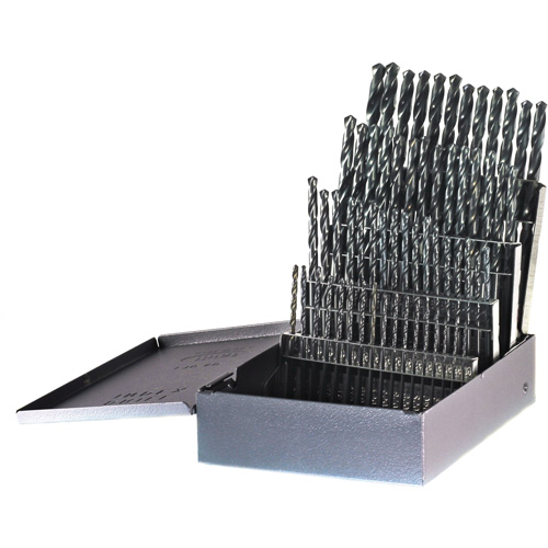 DRILLCO USA Heavy-Duty Jobber Length Drill Bit Set, 60 Pieces, High Speed Steel