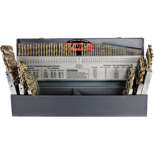 DRILLCO USA Heavy-Duty Jobber Length Drill Bit Set, 115 Pieces, Cobalt