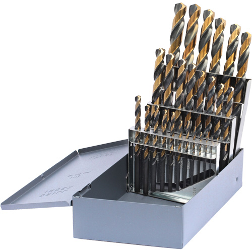 DRILLCO Metric Jobber Length Drill Bit Set, 25 Pieces, High Speed Steel