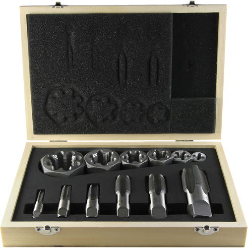 DRILLCO Pipe Tap Set, 12 Pieces