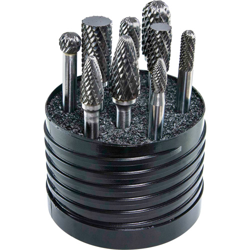 DRILLCO Magnum SET 1 Solid Carbide Single Cut Burr Set, 8 Pieces