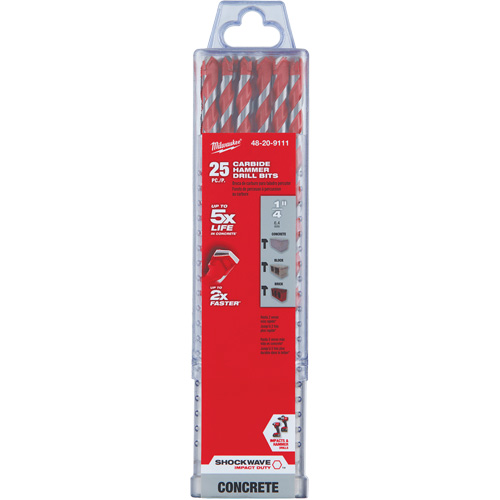Shockwave™ Hammer Drill Bit, 1/4", Hex Shank, Carbide