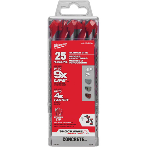 Shockwave™ Hammer Drill Bit, 1/2", Hex Shank, Carbide