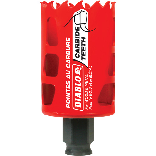 Wood & Metal Hole Saw, 1-3/4", 2-3/8" Depth of Cut, Carbide