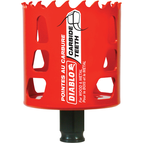 Wood & Metal Hole Saw, 2-9/16", 2-3/8" Depth of Cut, Carbide