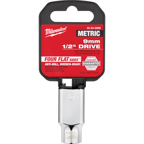Metric Socket with Four Flat™ Sides, 9 mm, 1/2" Drive, 6 Points