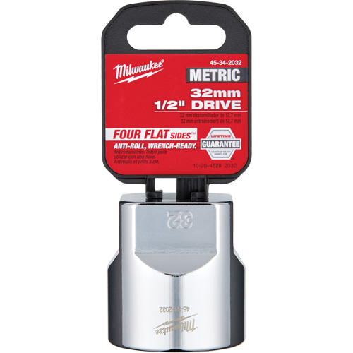 Metric Socket with Four Flat™ Sides, 32 mm, 1/2" Drive, 6 Points