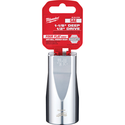 SAE Socket with Four Flat™ Sides, 1-1/8", 1/2" Drive, 6 Points, Deep