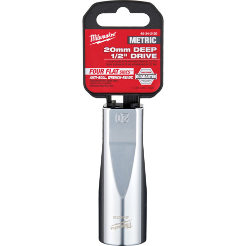 Metric Socket with Four Flat™ Sides, 20 mm, 1/2" Drive, 6 Points, Deep