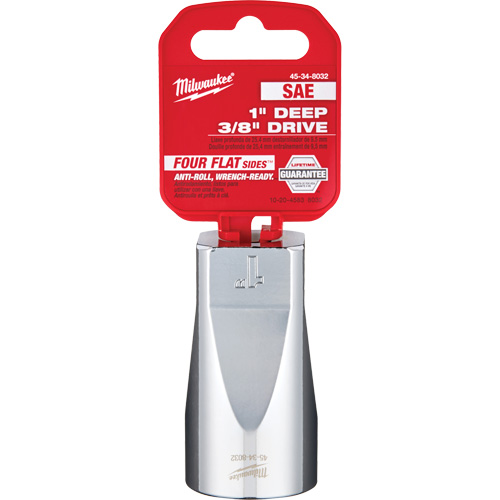 SAE Socket with Four Flat™ Sides, 1", 3/8" Drive, 6 Points, Deep